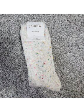 J.Crew White Speckled Trouser Socks One Size Polyester Blend